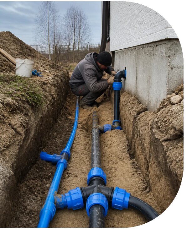 Монтаж наружного водопровода на участке под ключ в Похвистневе